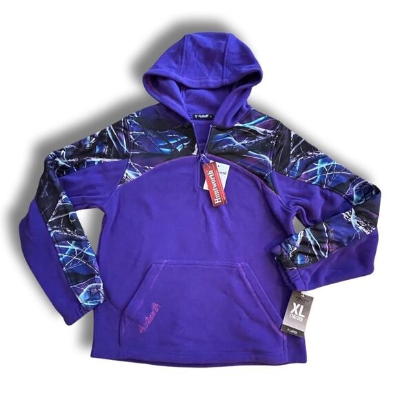 Huntworth Youth Girl’s 2-Tone Fleece ¼ Zip Pullover Hoodie  • XL • NWT - Picture 5 of 8
